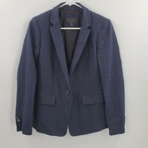 Women's J. Crew Regent One Button Linen Blazer in Navy Size 4 A10